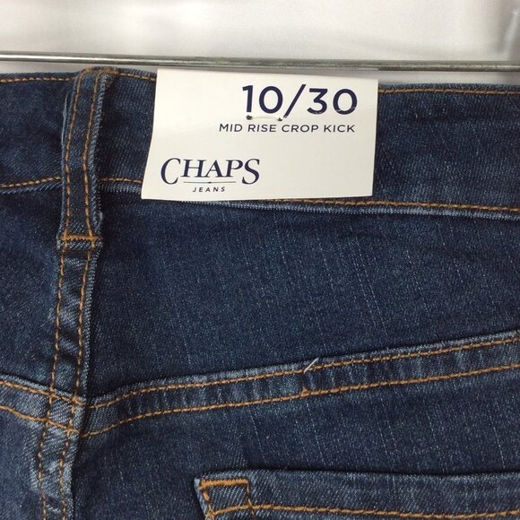 NWT Chaps Mid Rise Crop Kick Jeans Womens 10/30 Blue Dark Wash Denim Str… - Picture 6 of 9